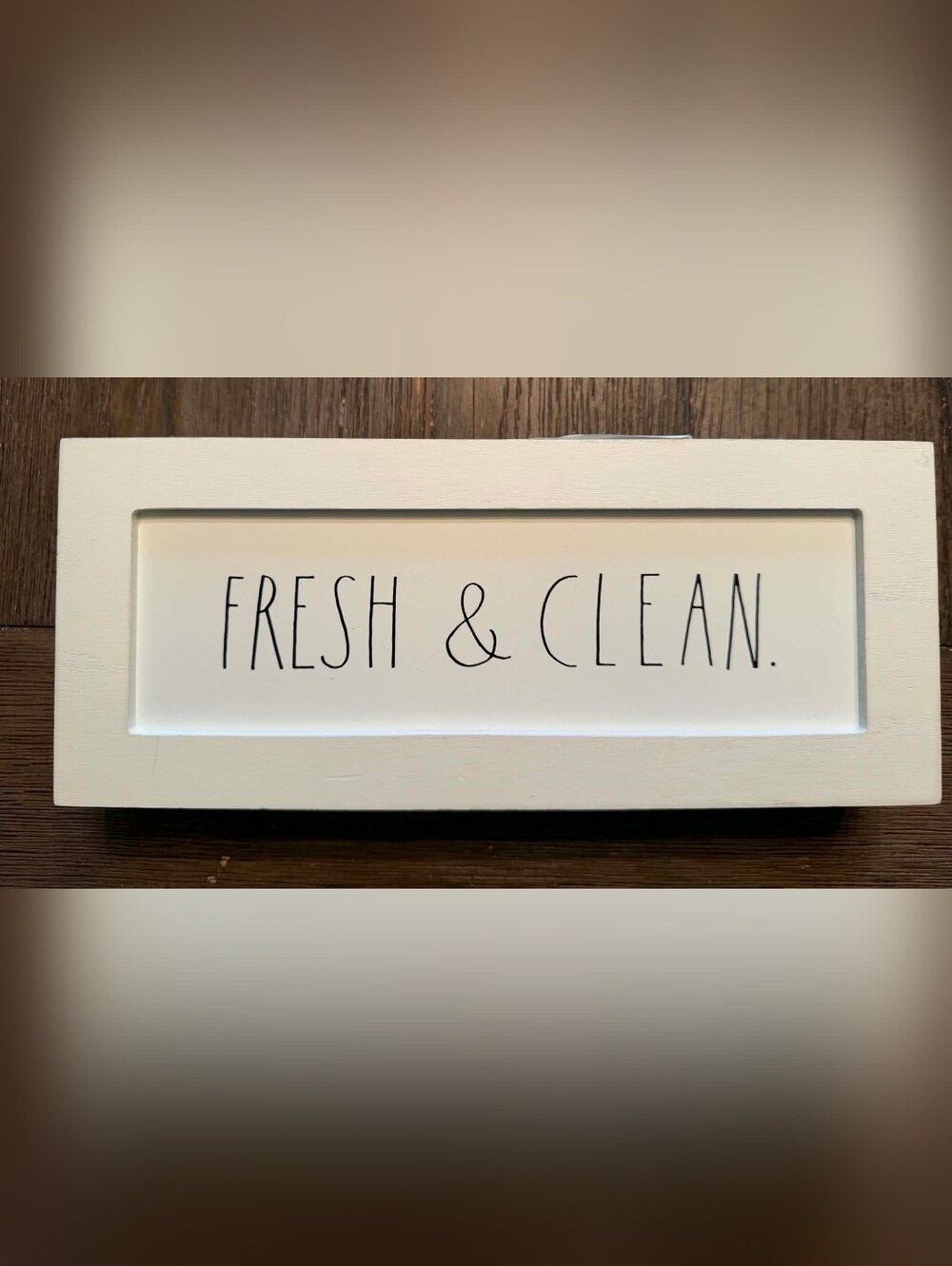 NWOT Rae Dunn "Fresh & Clean" Wooden Sign, 12"×5"×2"